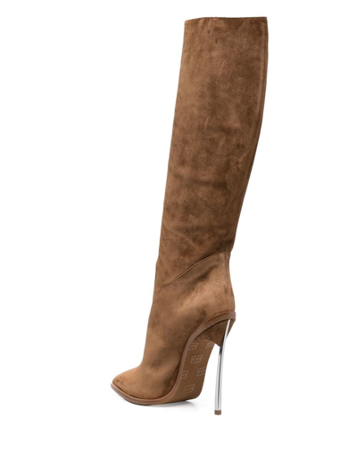 Shop Casadei Suede Stiletto Boots In Brown