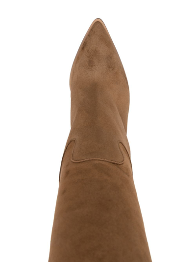 Shop Casadei Suede Stiletto Boots In Brown