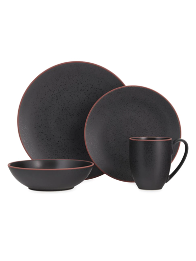 Shop Nambe Taos 4-piece Stoneware Dinnerware Set In Onyx