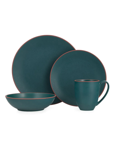 Shop Nambe Taos 4-piece Stoneware Dinnerware Set In Jade