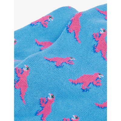 Shop Paul Smith Dino-print Stretch-cotton Blend Socks In Turquoise