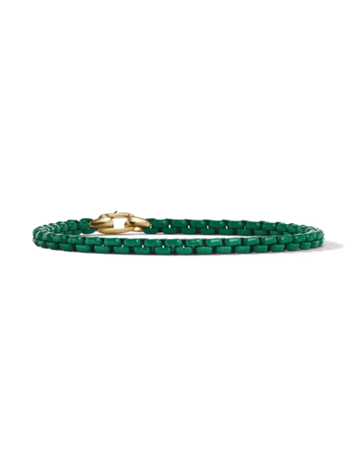 Shop David Yurman Women's 14k Yellow Gold Stainless Steel Bel Aire Bracelet In Emerald