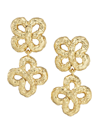 Shop Kenneth Jay Lane Women's 22k Goldplated Clover Earrings