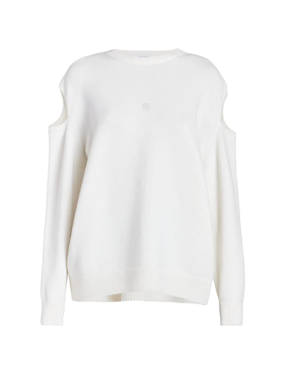 Shop Givenchy Women's Cut-out Knit Sweater In White Beige