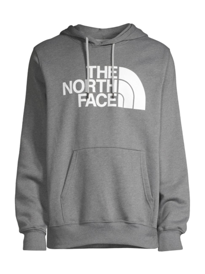 Shop The North Face Men's Half Dome Logo Hoodie Sweatshirt In Medium Grey Heather White