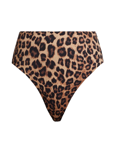Shop Good American Women's Good Waist Leopard-print Bikini Bottom