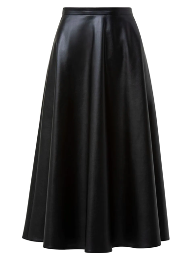 Shop Akris Punto Women's Faux Leather Circle Skirt In Black