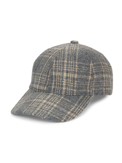 Shop Saks Fifth Avenue Men's Collection Plaid Baseball Hat In Mirage Gray