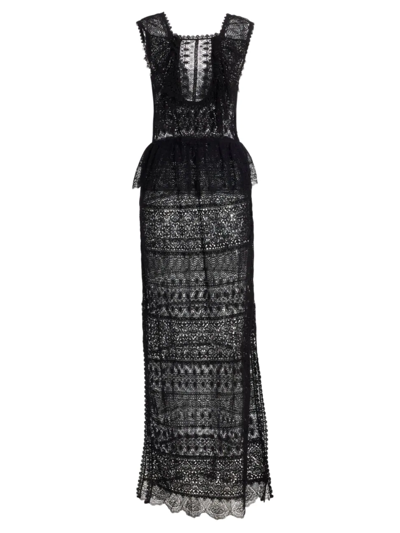 Shop Ulla Johnson Women's Lilia Sheer Lace Maxi Dress In Noir