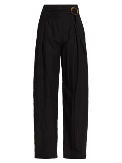 Shop Vince Women's Tie-front Crinkle Pants In Black