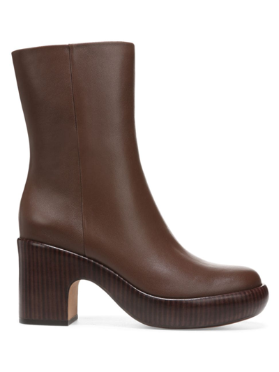 Shop Vince Women's Nicco Leather Ankle Boots In Coffee
