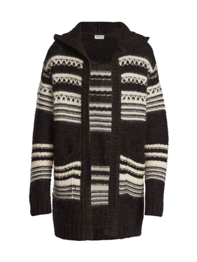 Shop Saint Laurent Men's Baja Mohair-blend Sweater In Noir Naturel