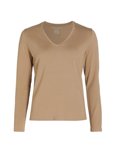 Shop Majestic Women's Soft Touch V-neck Pullover Tee In Cigar