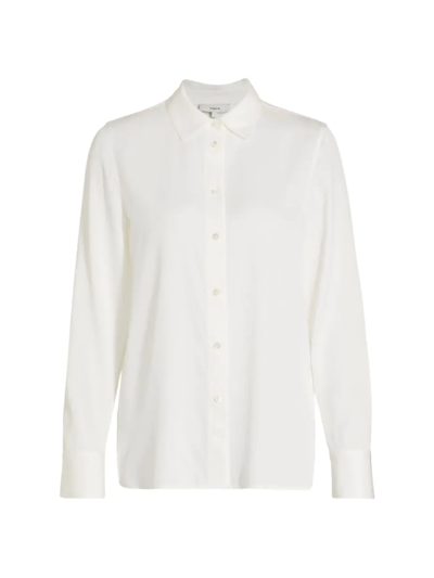 Shop Vince Women's Silk-blend Slim-fit Blouse In Optic White
