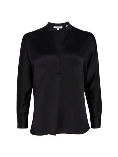 Shop Vince Women's Silk Long-sleeve Blouse In Black