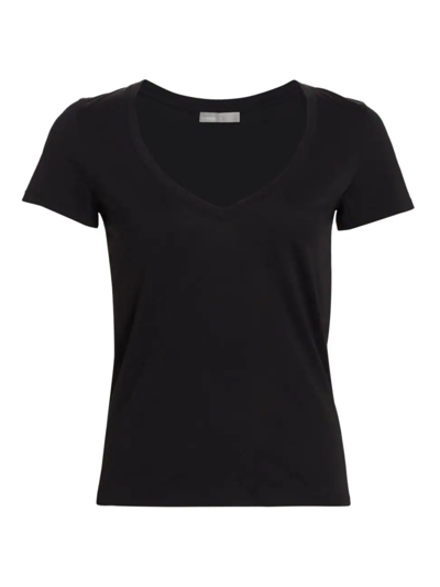 Shop Vince Women's Plunging V-neck T-shirt In Black