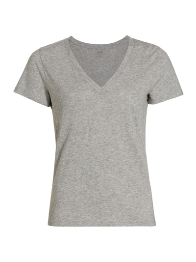 Shop Vince Women's Plunging V-neck T-shirt In Heather Grey
