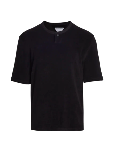 Shop Bottega Veneta Men's Towelling Short-sleeve Shirt In Black
