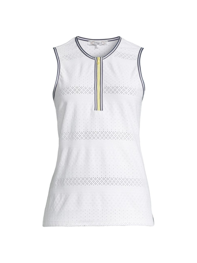 Shop L'etoile Sport Women's Golf & Tennis Zip-front Tank Top In White Lace
