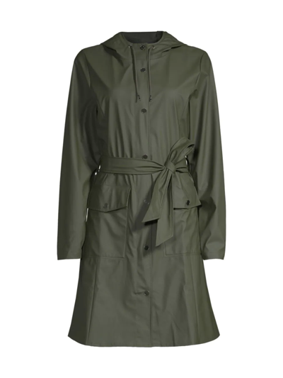 Shop Rains Women's Curve Hooded Rain Jacket In Green