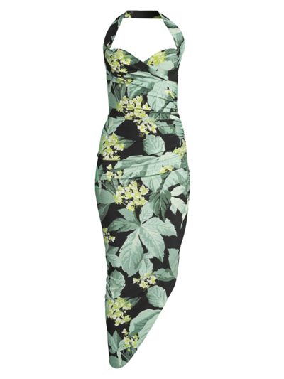 Shop Norma Kamali Women's Cayla Asymmetric Draped Floral Gown In Neutral