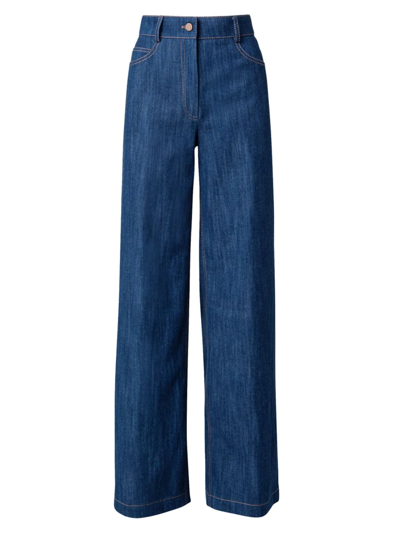 Shop Akris Punto Women's Cooper High-waisted Wide-leg Jeans In Denim