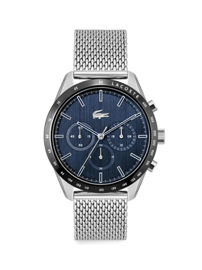 Shop Lacoste Men's Boston Stainless Steel Chronograph Watch In Silver