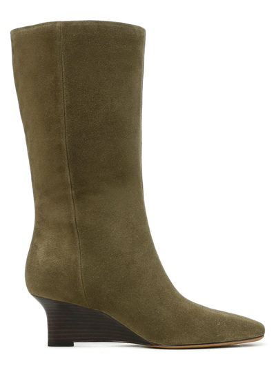 Shop Vince Women's Beverly Suede Wedge Boots In Cypress