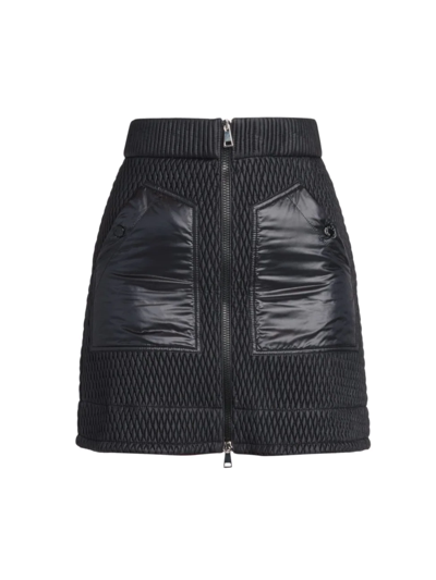 Shop Moncler Women's Mainline Woven Miniskirt In Black