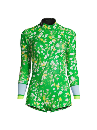 Shop Cynthia Rowley Women's Floral Romper Wetsuit In Garden Multi