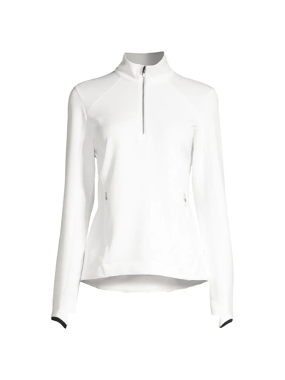 Shop Zero Restriction Women's Sofia Quarter-zip Sweater In White Silver