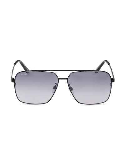 Shop Bally Men's 62mm Navigator Metal Sunglasses In Black
