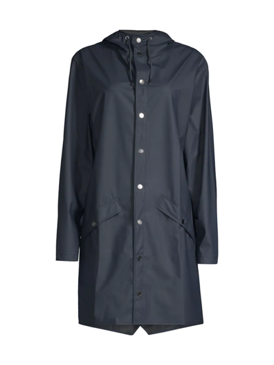 Shop Rains Long Rain Jacket In Navy