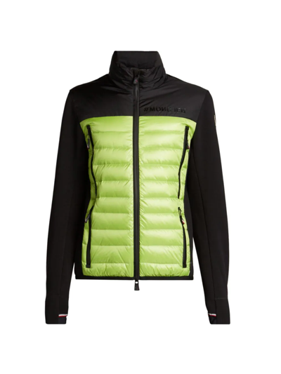 Shop Moncler Men's Zip-up Paneled Jacket In Green Black
