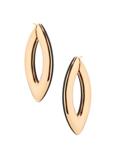 Shop Vhernier Women's Doppio Senso 18k Rose Gold & Jet Oval Hoop Earrings