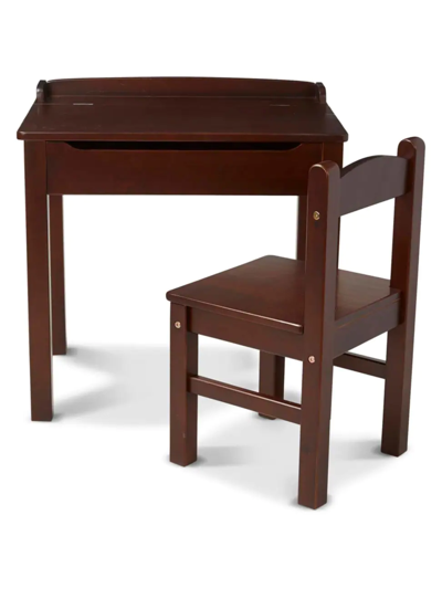 Shop Melissa & Doug Wooden Lift-top Desk & Chair Set In Brown