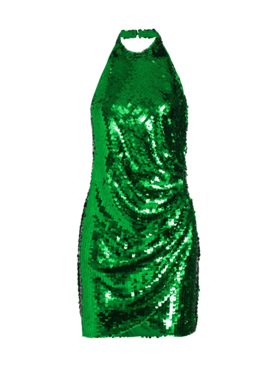 Shop Ronny Kobo Women's Jo Draped Sequined Minidress In Green