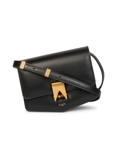 Shop Alaïa Women's Small Le Papa Leather Shoulder Bag In Noir