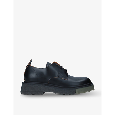 Shop Off-white Sponge-sole Leather Derby Shoes In Black