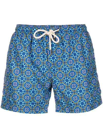 Shop Peninsula Swimwear Graphic-print Swim Shorts In Blau