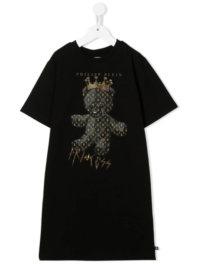 Shop Philipp Plein Junior Teddy Bear-print T-shirt Dress In Black
