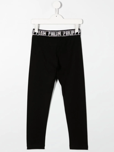 Philipp Plein Junior Leggings With Rhinestones In Black