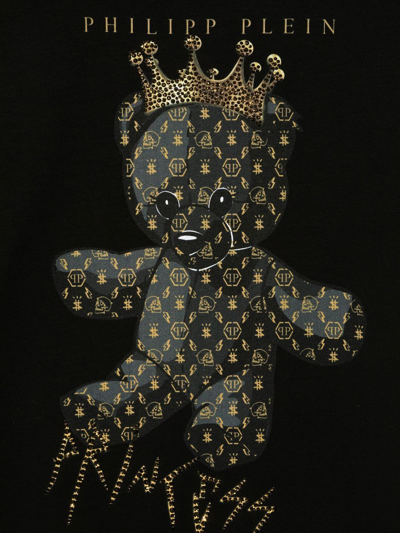 Philipp Plein Junior Teen Cotton Teddy-bear Print T-shirt In Black