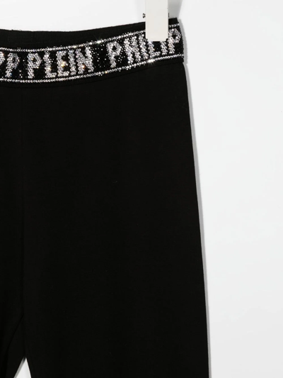 Shop Philipp Plein Junior Logo-waistband Leggings In Black