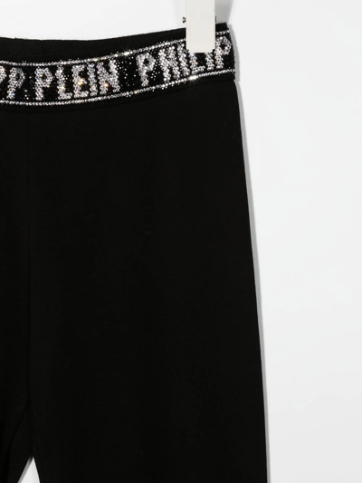 Philipp Plein Junior Leggings With Rhinestones In Black