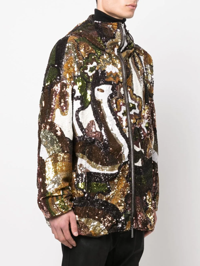 Dsquared2 Sequinned Zip-up Jacket In Brown