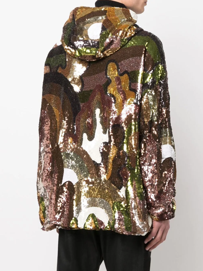 Dsquared2 Sequinned Zip-up Jacket In Brown