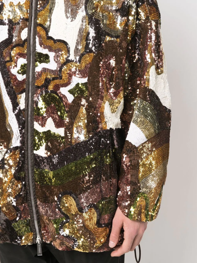 Dsquared2 Sequinned Zip-up Jacket In Brown