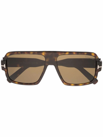 Shop Tom Ford Men's  Brown Acetate Sunglasses
