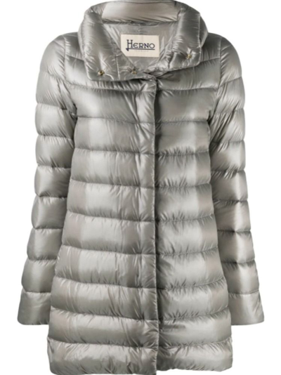 Shop Herno Women's  Grey Polyester Down Jacket